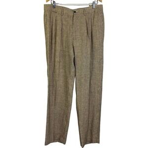 PHINEAS COLE By Paul Stuart Houndstooth Pleated Front Linen Slacks Pants-Size 36
